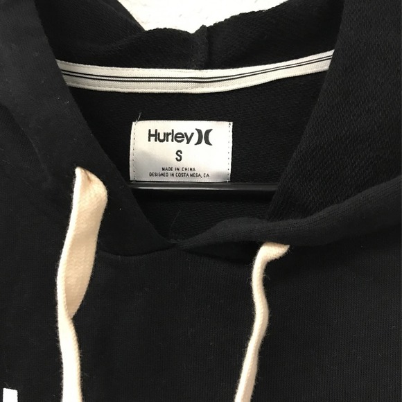 Hurley Women's SMALL One & Only Fleece Hoodie Pullover Black Sweatshirt - Picture 4 of 5